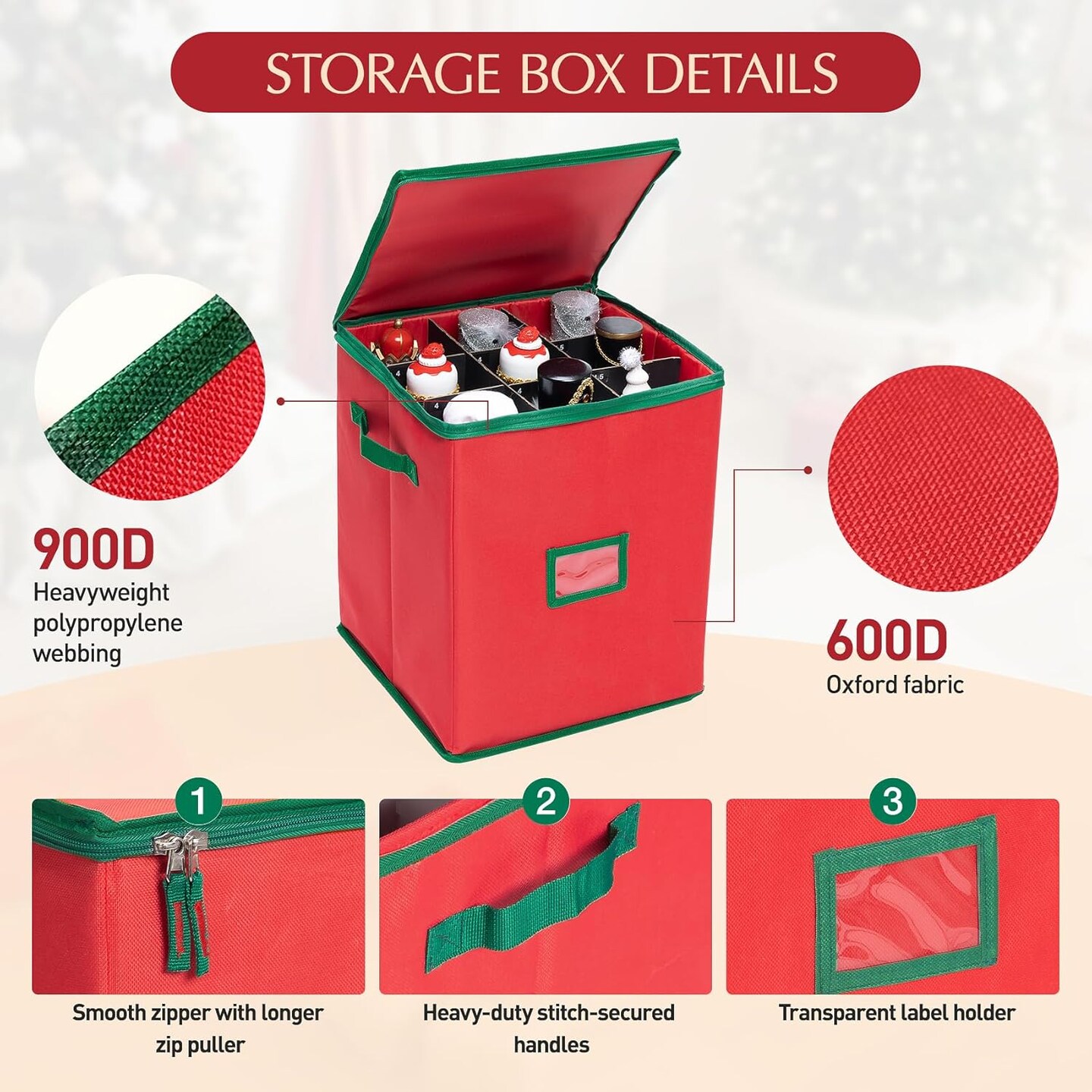 Christmas Nutcracker and Figurine Collectible Storage Box Containers Holiday Decor Organizer, Stores Up to 16 inch Tall Nutcrackers, Carolers, Santa Figure, Nut Cracker Ornaments, 17x13.25x12.75