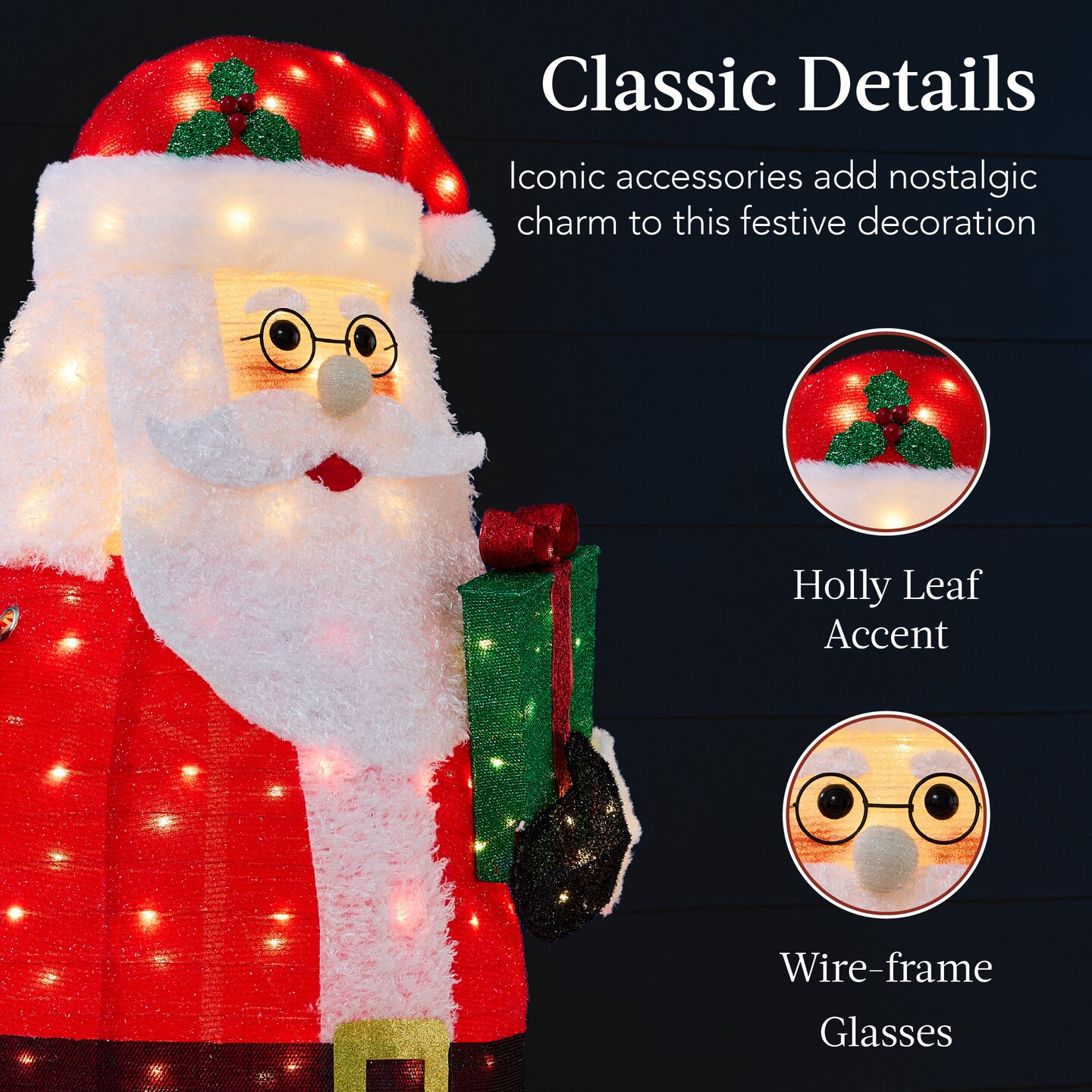 Best Choice Products Lighted Pop-Up Santa Claus, Outdoor Christmas Holiday Decoration w/ LED Lights, Hat, Gift
