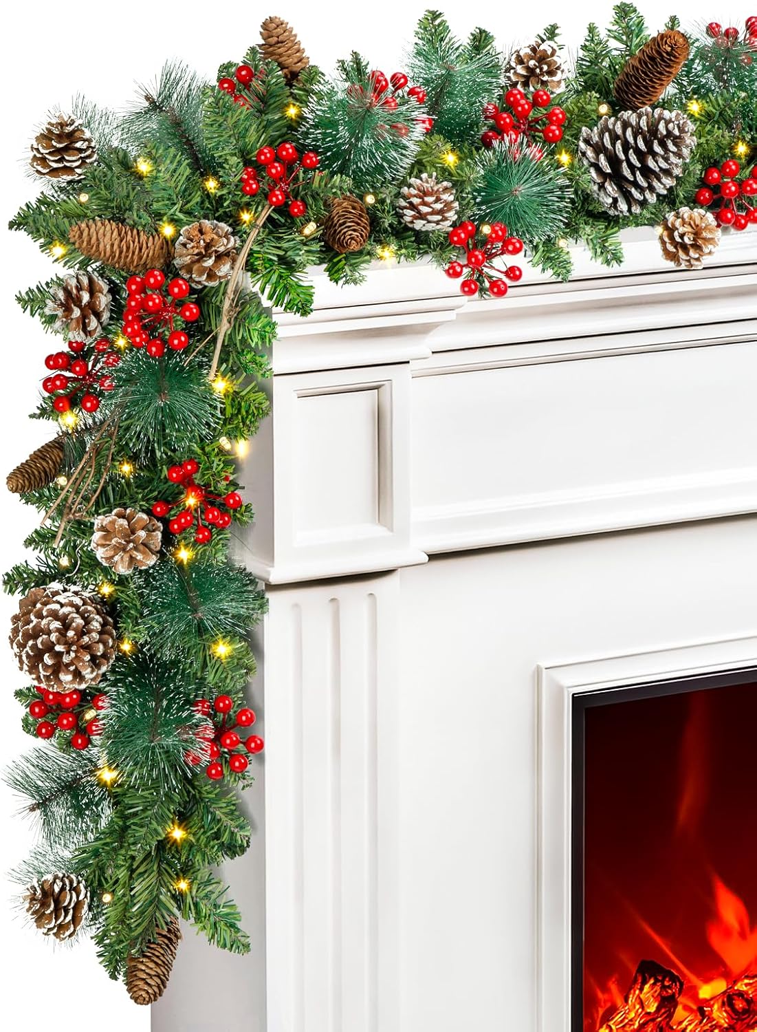 9 ft prelit christmas garland with 100 colorful led lights 8 modes 3aa