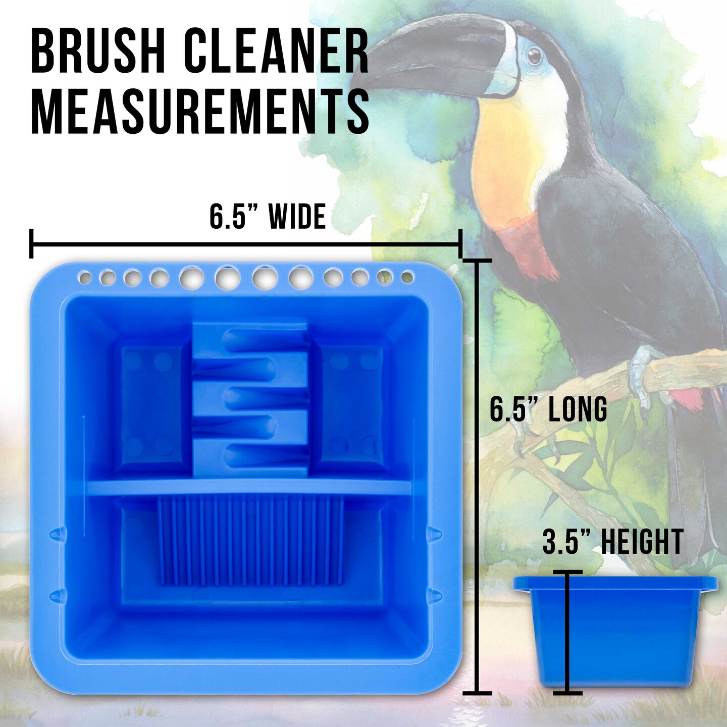 12 Hole Multi-Function Plastic Brush Washer, Cleaner &#x26; Holder with Palette Lid - Clean, Dry, Rest, Store, Hold Artist Paint Brushes - Cleaning Acrylic