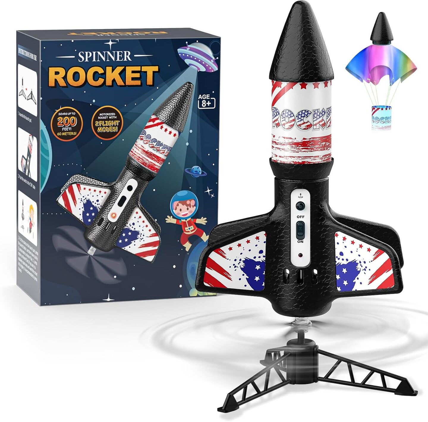 Rocket Launcher for Kids Self Launching Motorized Air Rocket Toy Outdoor Toys for Ages 8 12 Model Rockets with Parachute Safely Land Spaceship