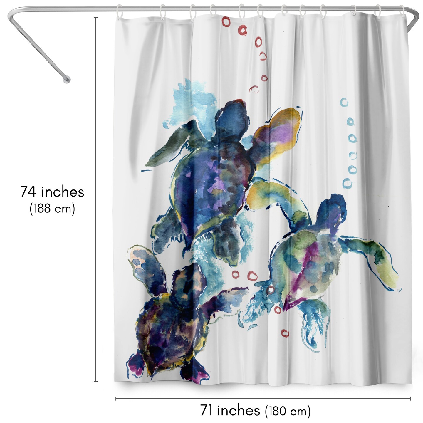 Baby Sea Turtles 3 by Suren Nersisyan Shower Curtain 71" x 74"