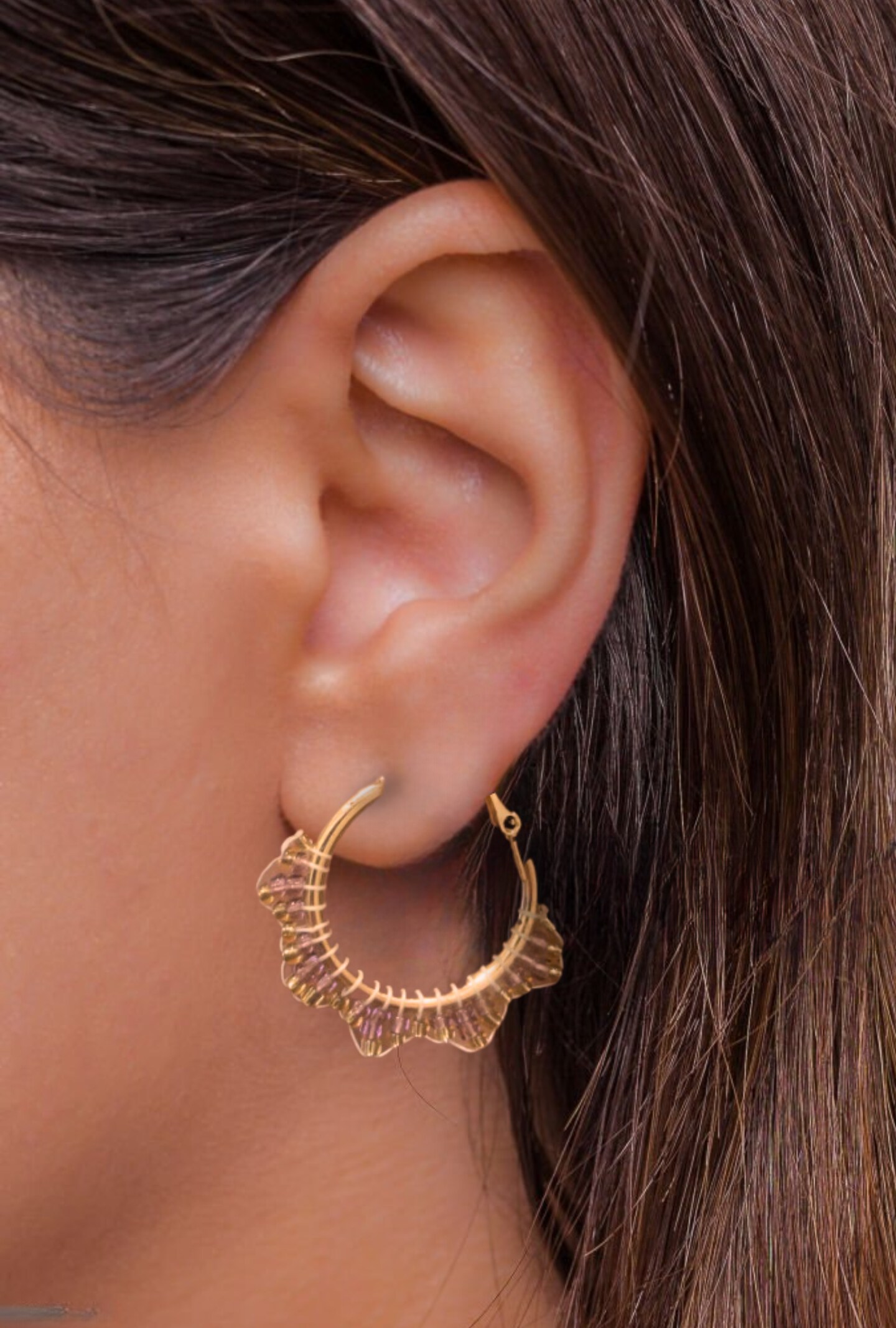 Beaded Hoop Earrings | Light Teal and Purple Hoop Earrings