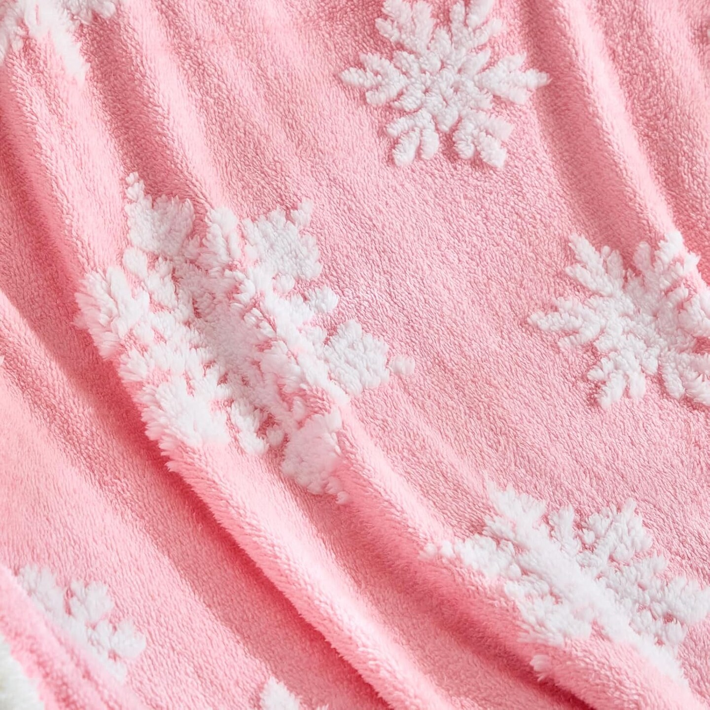 Pink Christmas Blanket, Snowflake Throw Blanket for Couch, 50"x60", Fluffy Fuzzy Blankets & Throws for Bed, Sofa, Cozy Plush Sherpa Fleece Blanket, Christmas Decor Gifts for Women, Men