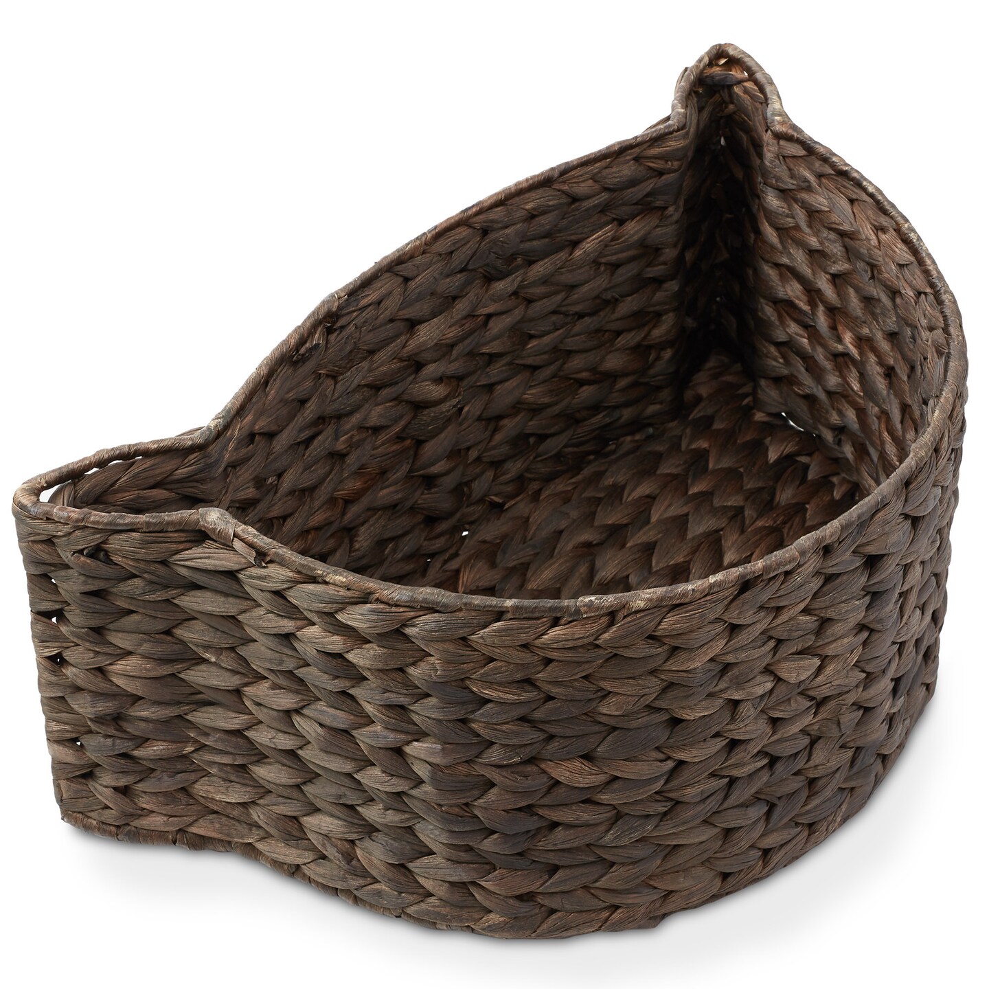 Casafield Cat Shaped Storage Basket, Woven Water Hyacinth Pet Toy Organizer Bin