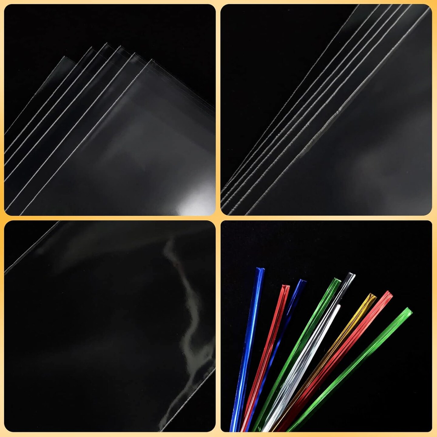 100PCS Cellophane Bags 3x5 inches, Clear Treat Bags with 4&#x2019;&#x2019; Twist Ties, Plastic Cello Bags - 1.4 mils Thick OPP Rice Crispy Bags for Gift Goodie Favor Candy Cake Pop Birthday Party Cookies (3&#x2019;&#x2019; x 5&#x2019;&#x2019;)