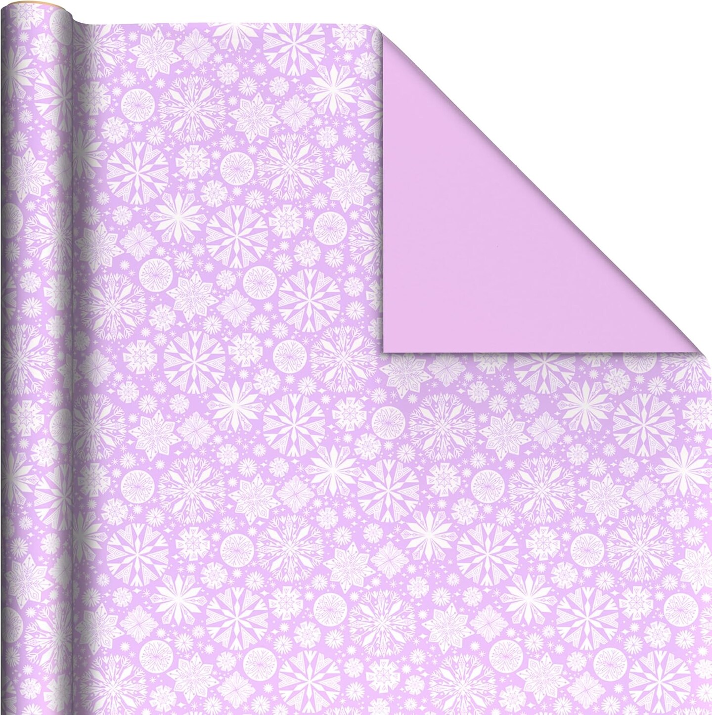 Christmas Wrapping Paper Rolls - Pink Holiday Gift Wrap Paper (Set of 3 Reversible Rolls: 75 sq. ft. ttl.) Trendy Snowflakes, Lights, Trees in Pink, Red, Mint Green