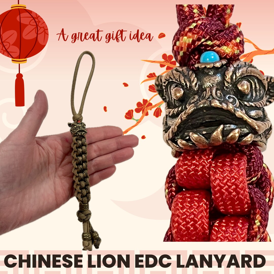 Brass Dragon Keychain With Crystal Protection - Handmade Rope Corkscrew For Men