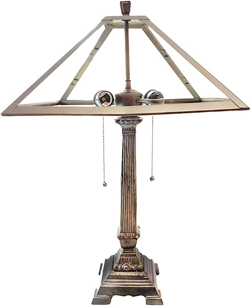 15" DIA. Metal Panel Lamp Frame & Base, Dark Bronze Finish with Gold Highlights, Nicely Weighted, 25" Tall