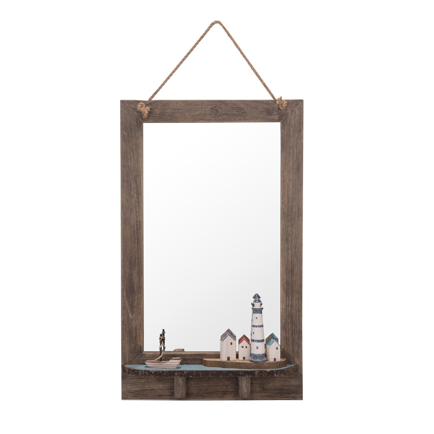 26&#x22; Wood Seaside Village Mirror