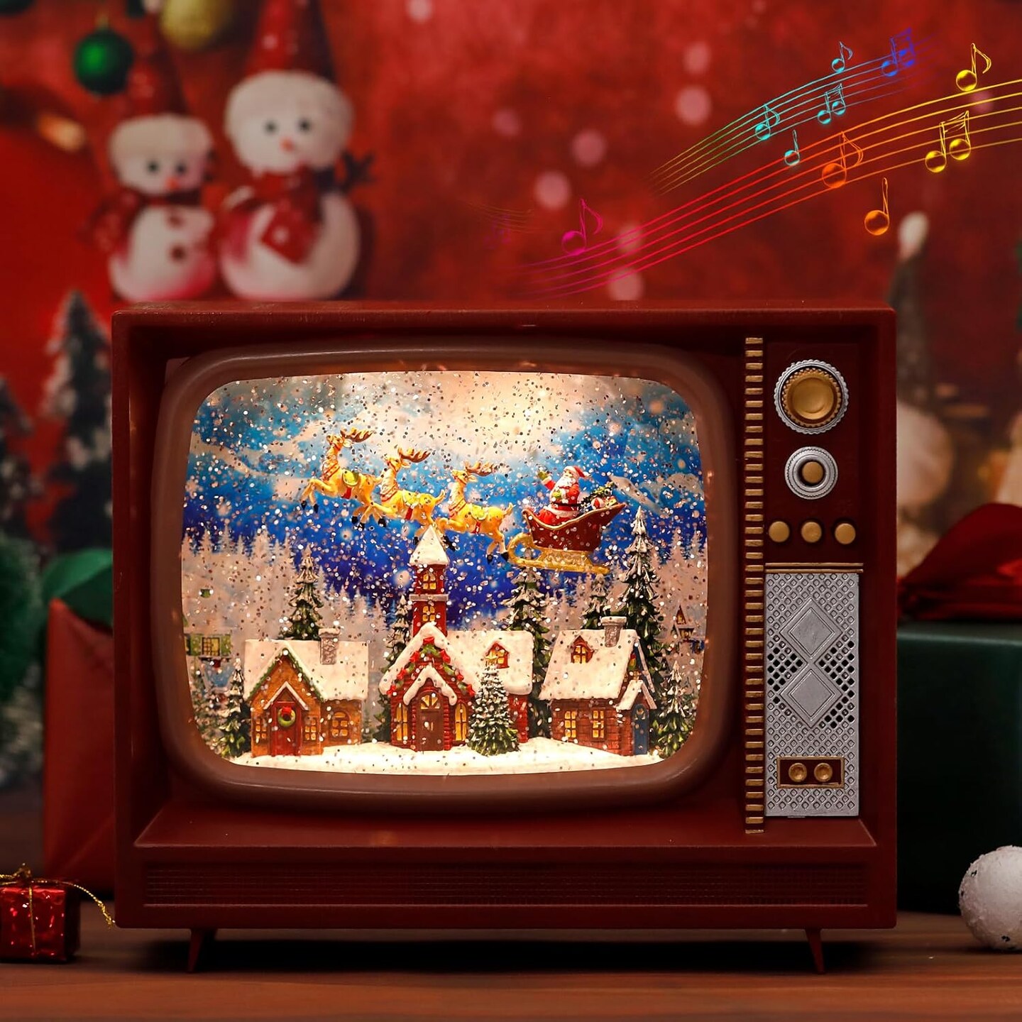 Christmas Snow Globes, Christmas Decorations Retro Style TV