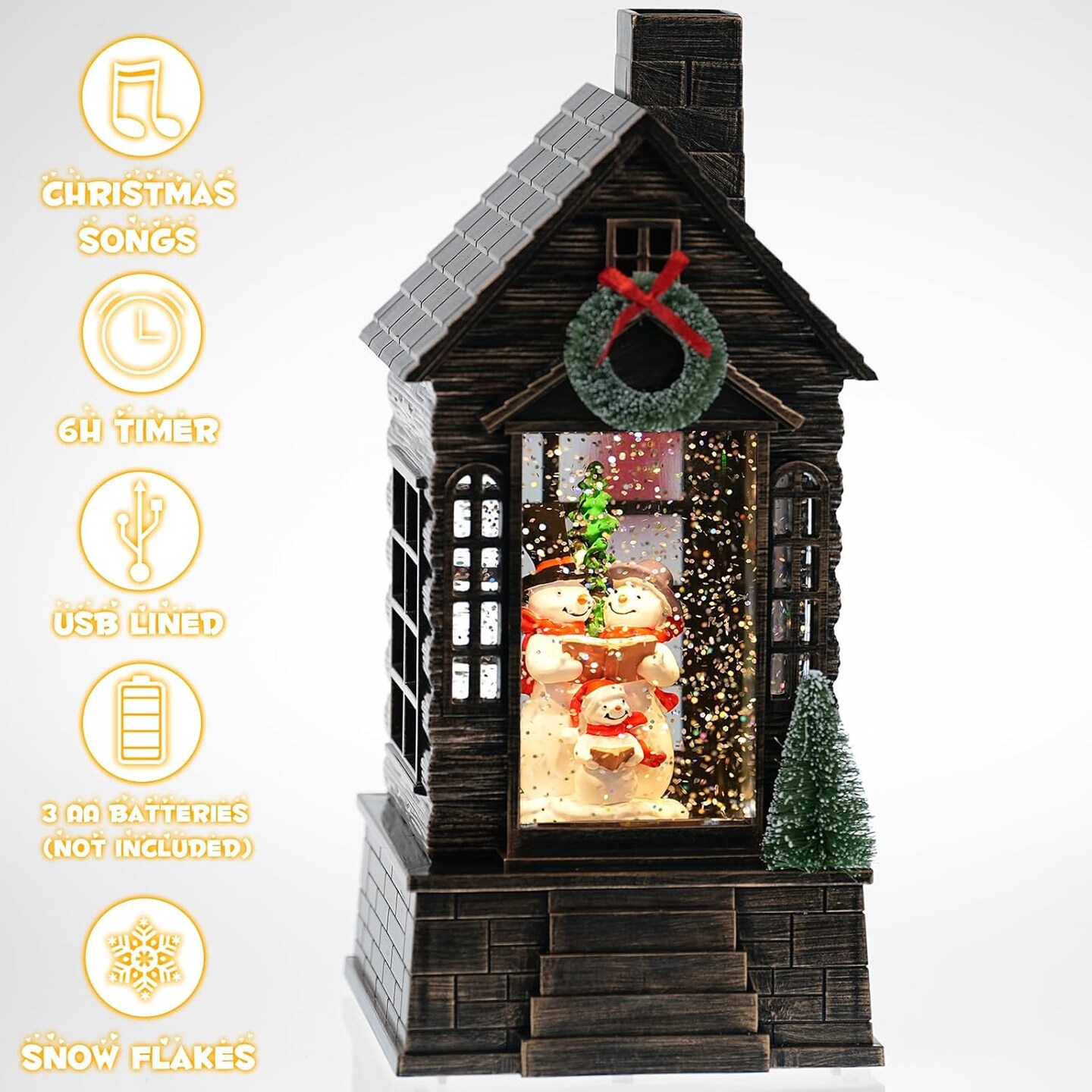 Snow Globe Christmas, Lighted Christmas Snow Globes with Snowman, Musical Timer Snow Globe Lantern with Swirling Glitter, Snow Globe Lantern Christmas(Snowman)