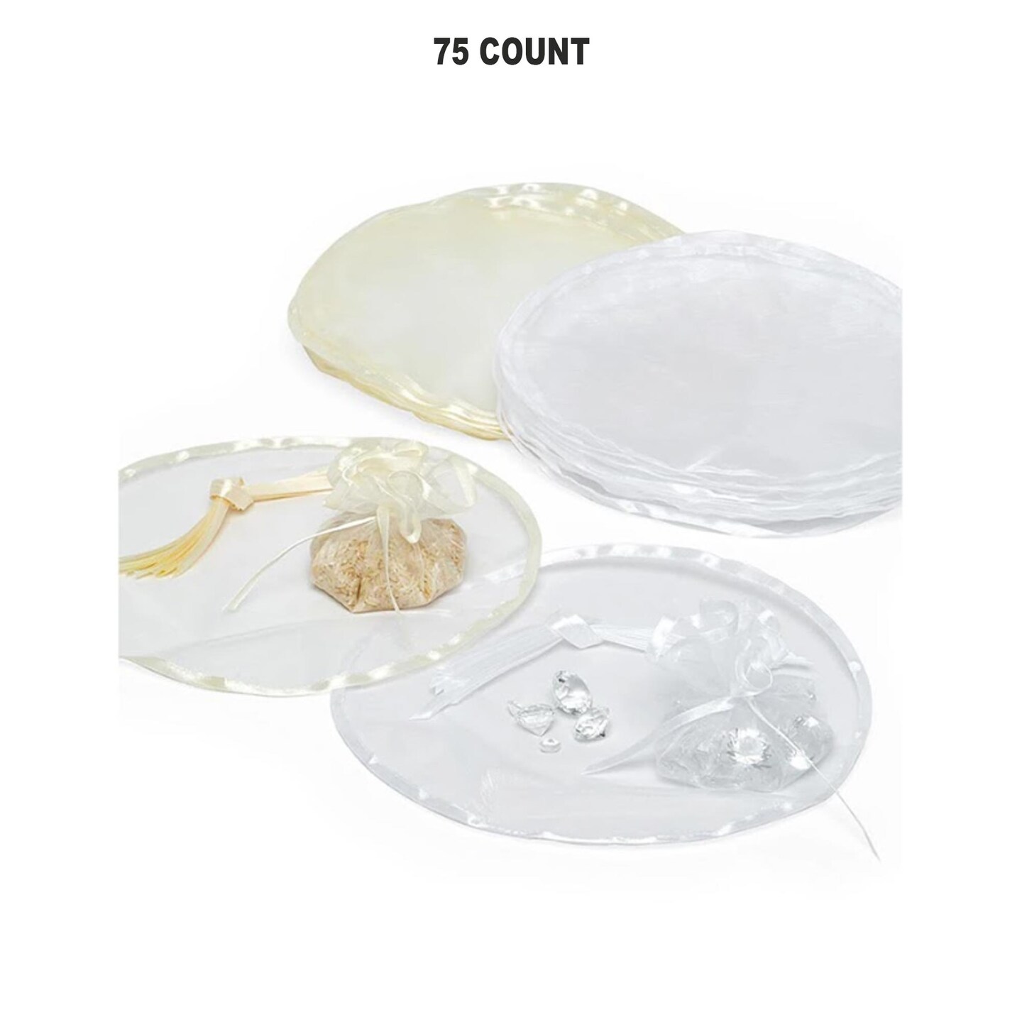 White Organza Circles with Satin Edges 10&#x22; - 25 Pack