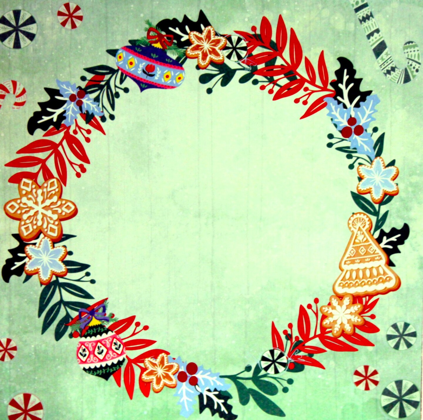 Recollections Peace On Earth Ornament Wreath 12 x 12 Light Cardstock Paper