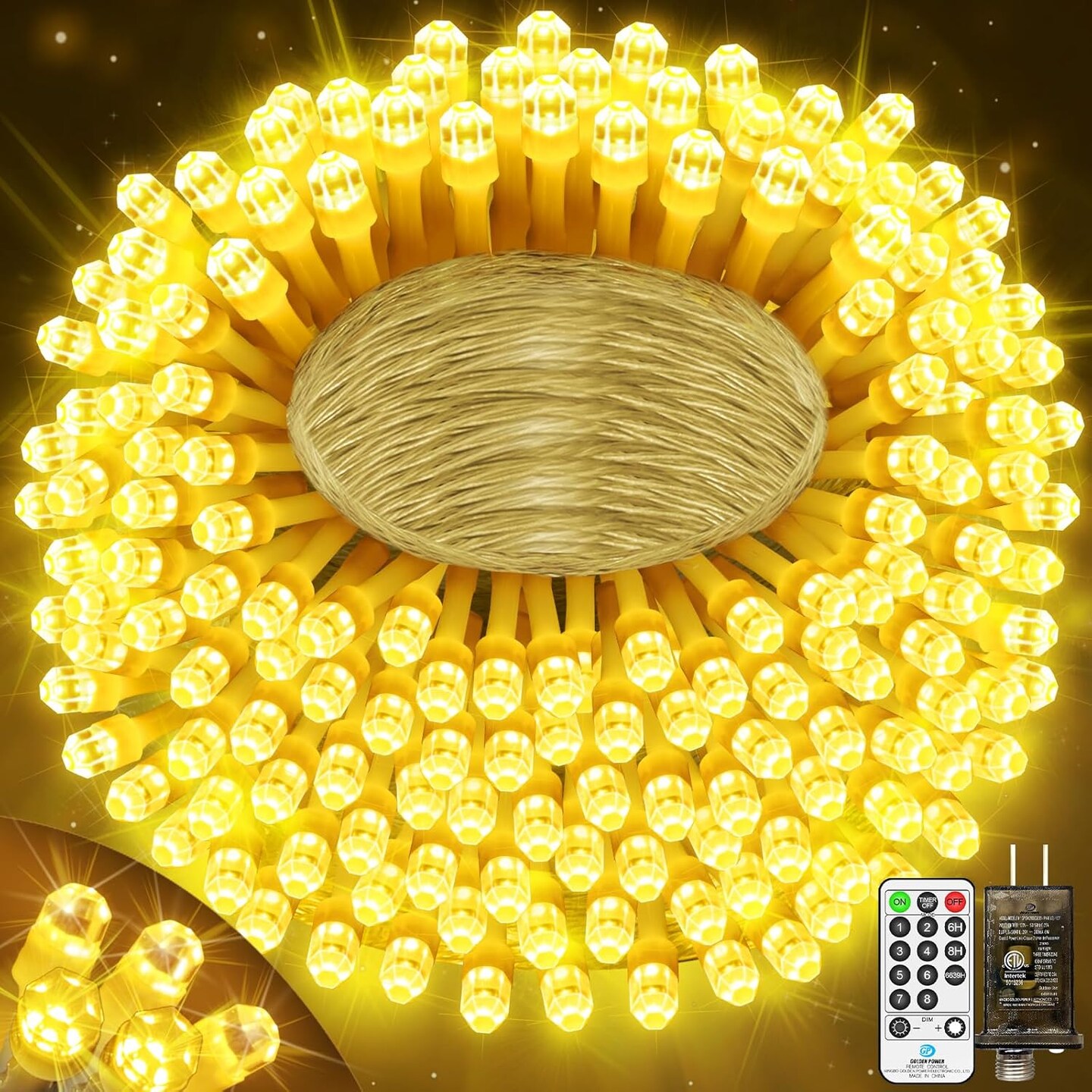 394FT 1200 LED Christmas Lights Outdoor String Lights 8 Modes & Timer Twinkle Fairy Lights Plug in Waterproof LED String Lights for Xmas Patio Wedding Holiday Party Decorations (Warm White)