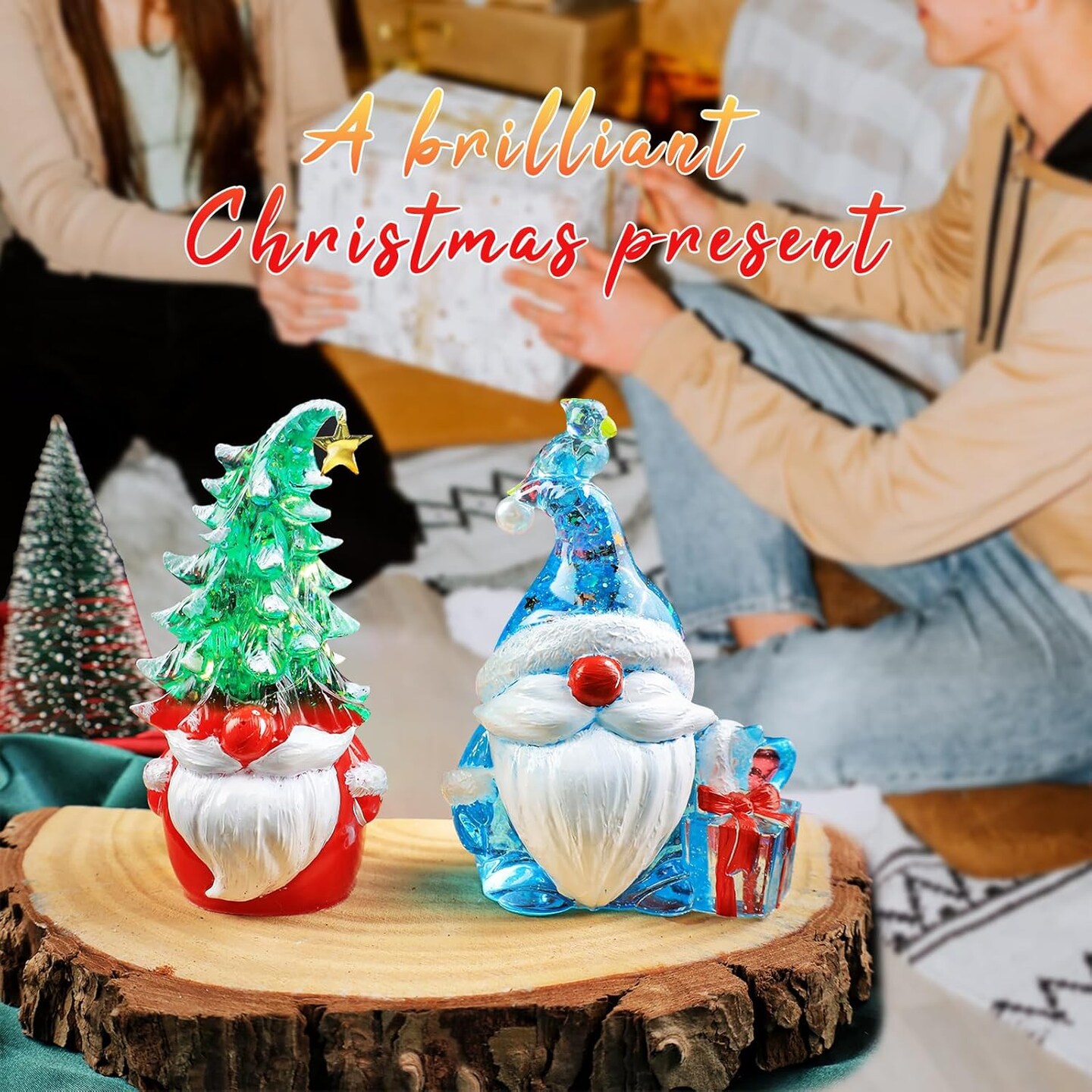 LET&#x27;S RESIN Christmas Gnomes Resin Molds, 2 Pcs Santa Gnomes Epoxy Resin Molds with Slouchy Hat Christmas Tree Gnome, Funny Silicone Molds for Epoxy Resin, Christmas Ornaments, Thanksgiving Gifts