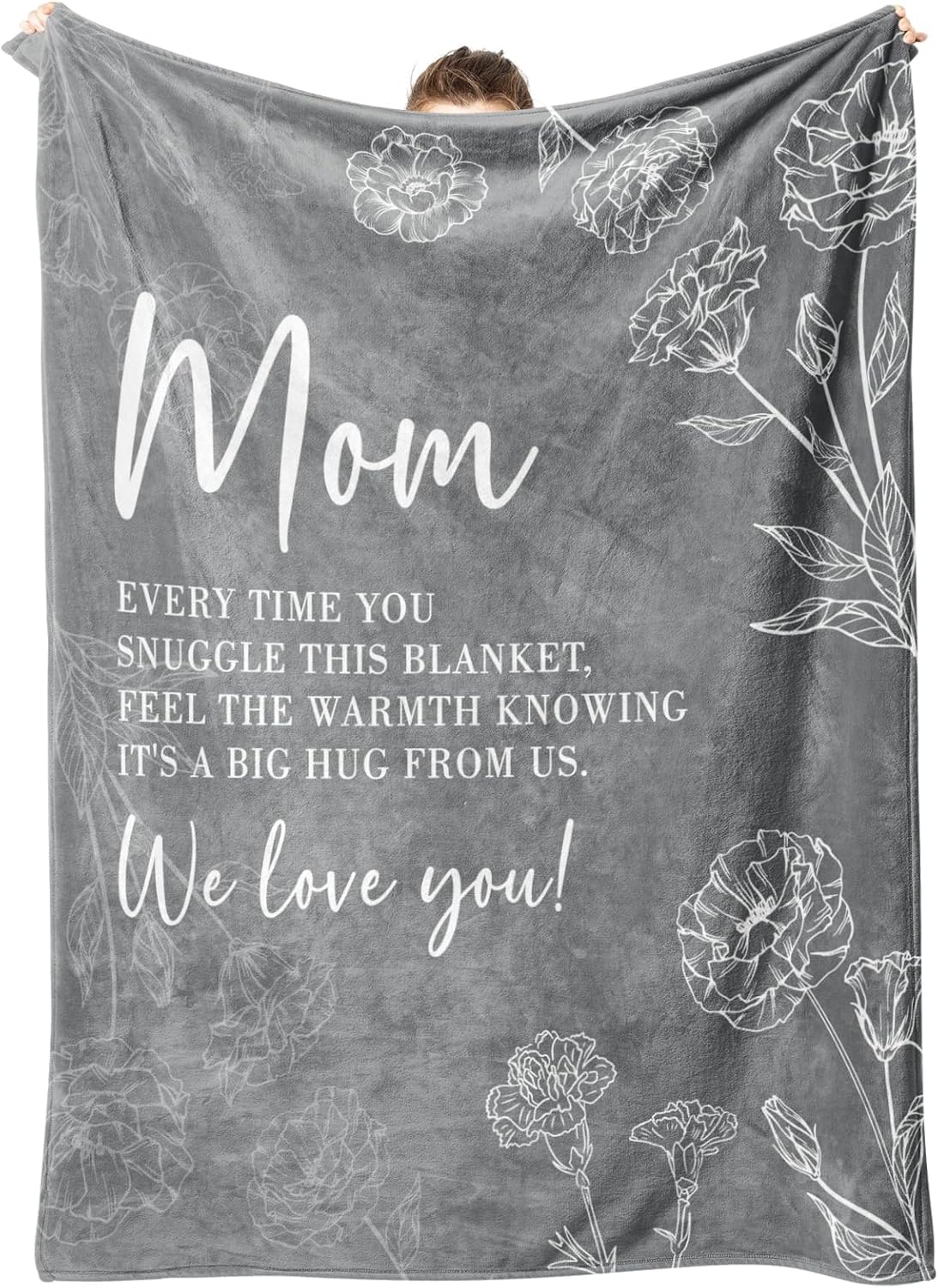 Gifts for Mom Blanket, Mom Birthday Gifts, Gifts for Mom from Daughter Son, Mom Gifts for Mothers Day Christmas, Super Soft Flannel Throw Blanket for Mom 60&#x22; x 50&#x22;, Grey