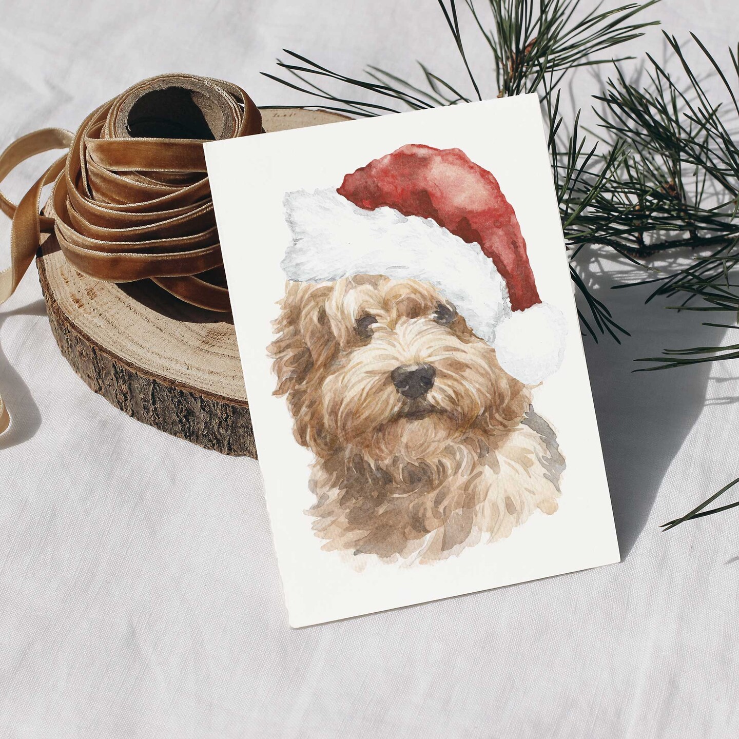 Labradoodle Christmas Card - 24-Pack Holiday Greeting Cards Featuring Adorable Doodle Dog in Santa Hat, Perfect for Dog Lovers to Share Merry Christmas &#x26; Happy Holiday Wishes, Blank Inside for Personal Messages - Cute and Festive Stationery Set
