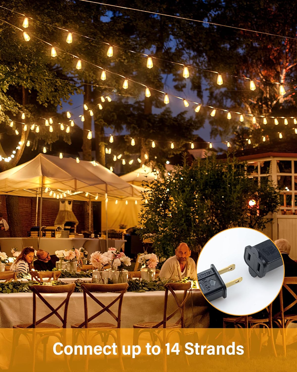 100FT LED Outdoor String Lights, 2700K LED Patio Lights with 50+2 Shatterproof Vintage Bulbs, Hanging String Lights Waterproof Outside for Porch, Backyard, Garden, Gazebo