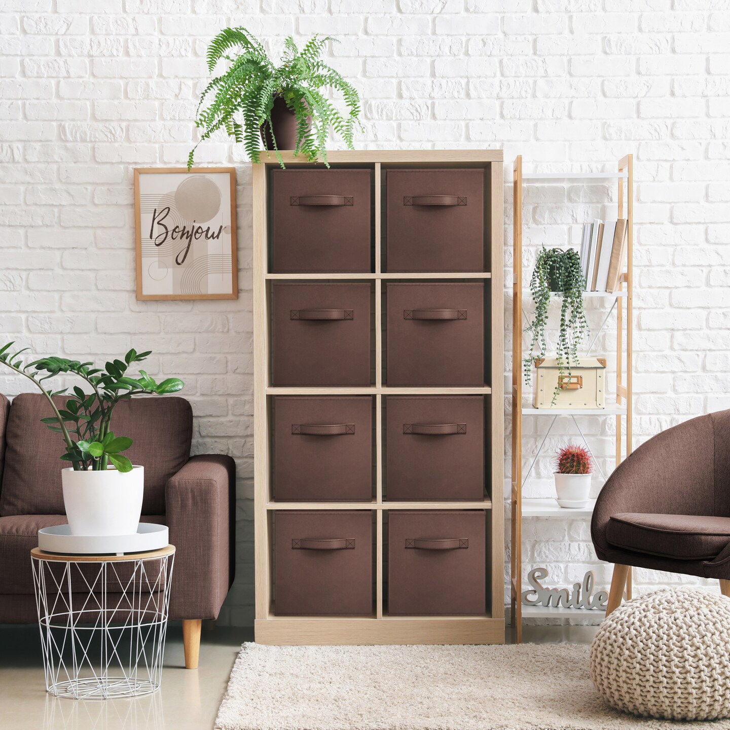 Sorbus Large 13" Storage Bins - 8 Pack Sturdy Collapsible Fabric Storage Cubes with Handles - Neutrals