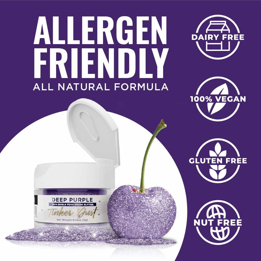 Bakell - Deep Purple Tinker Dust Edible Glitter (5g, 1x Jar) for Food, Desserts, and Beverages!