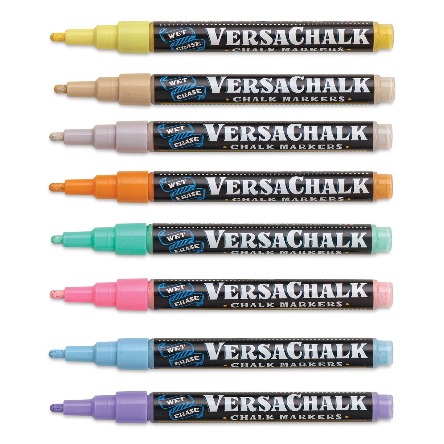 VersaChalk Wet Erase Liquid Chalk Markers - Pastel Colors, 3 mm, Set of 8, Fine Tip