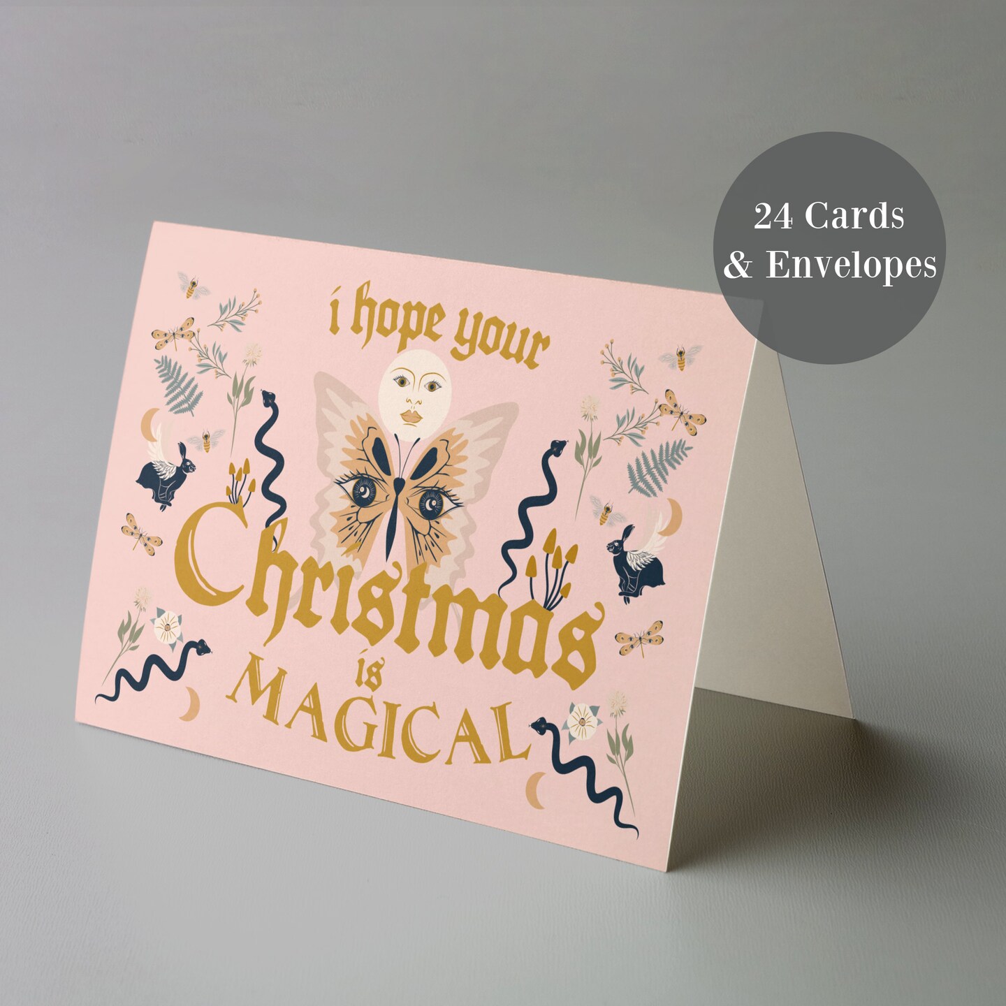 Magical Christmas Greeting Cards Boxed Set &#x2013; 24 Enchanting Holiday Notecards with Whimsical Designs, Perfect for Sending Unique and Mystical Festive Wishes