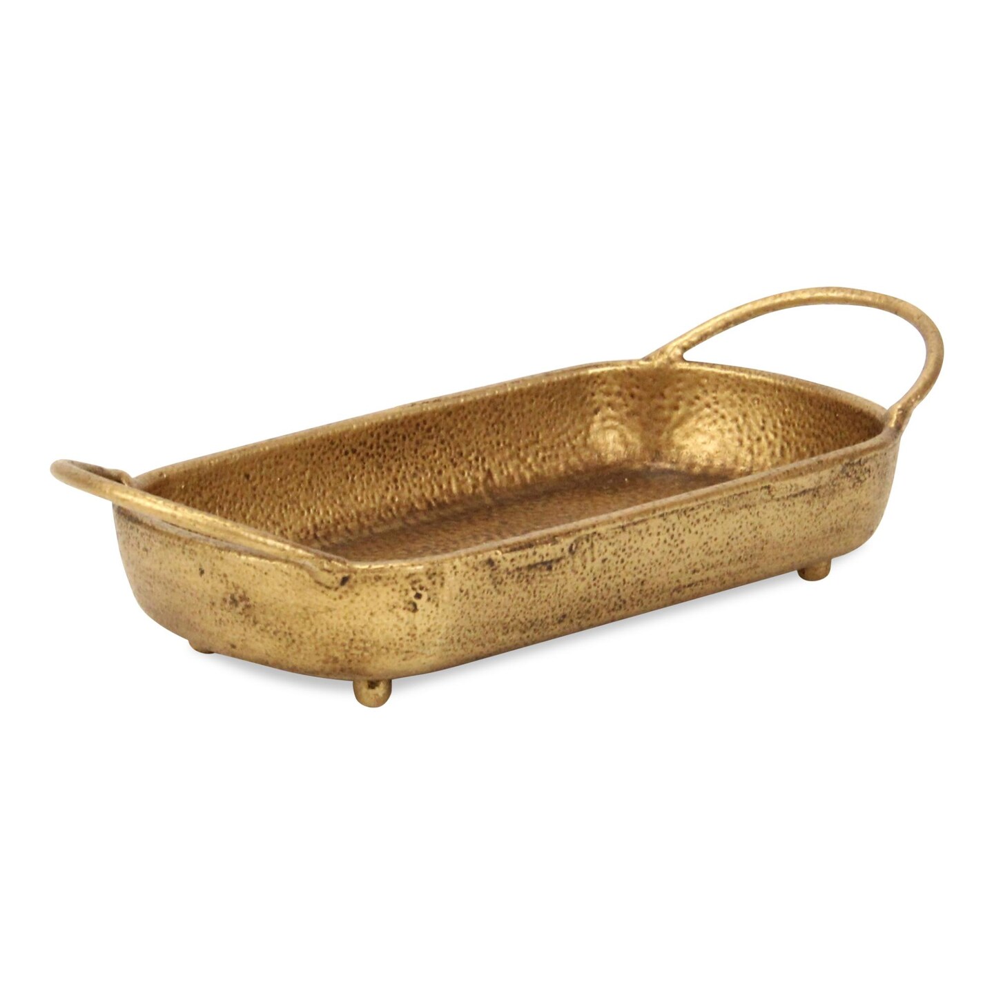 Contemporary Home Living Dotted Cast Iron Rectangular Tray with Handles - 10.5"