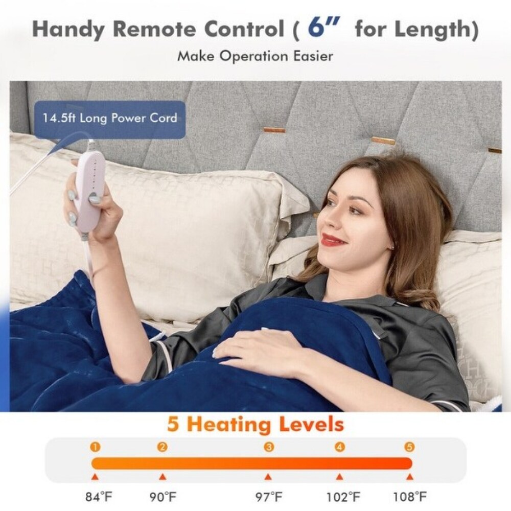 Heated Blanket Electric Throw with 5 Heating Levels