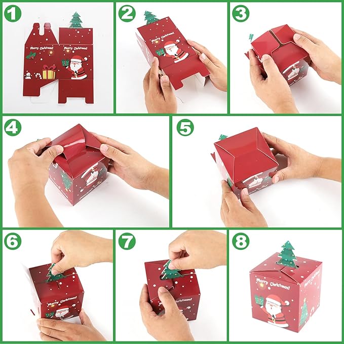 20 Pack 4x4x4 Inches Decorative Christmas Gift Boxes Party Rustic Woodland Christmas Theme Nested Set