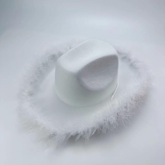 4E's Novelty Felt Cowgirl Hat w/ Heart Shaped Glasses, Western Cowboy Hat Party Dress-Up for Adults