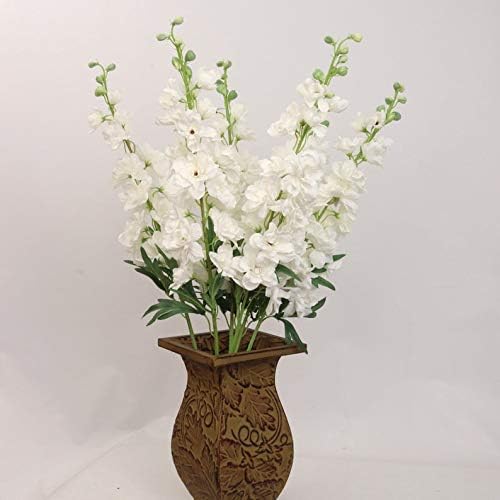 White 37&#x22; Delphinium Stem &#x2013; Premium Silk, Realistic Artificial Flower Decor