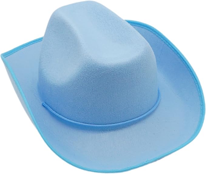 4E's Novelty Light Blue Cowboy Hat Adults Men Women - Felt Cowgirl Hat for Dress Up Costume, Rodeo Party & Accessories