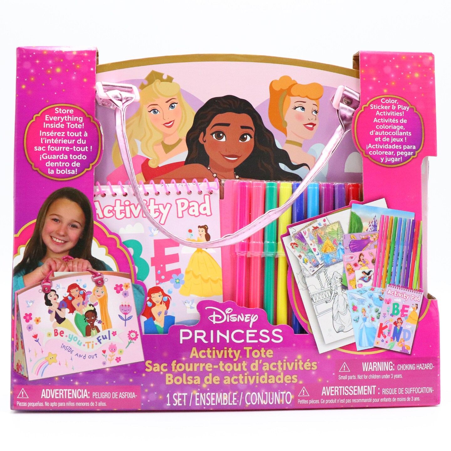 Tara Toy: Activity Tote - Disney Princess - All-In-1, Store Everything Inside The Character Tote, Color-Sticker-Pad Activities, Play Scenes, Kids 3+