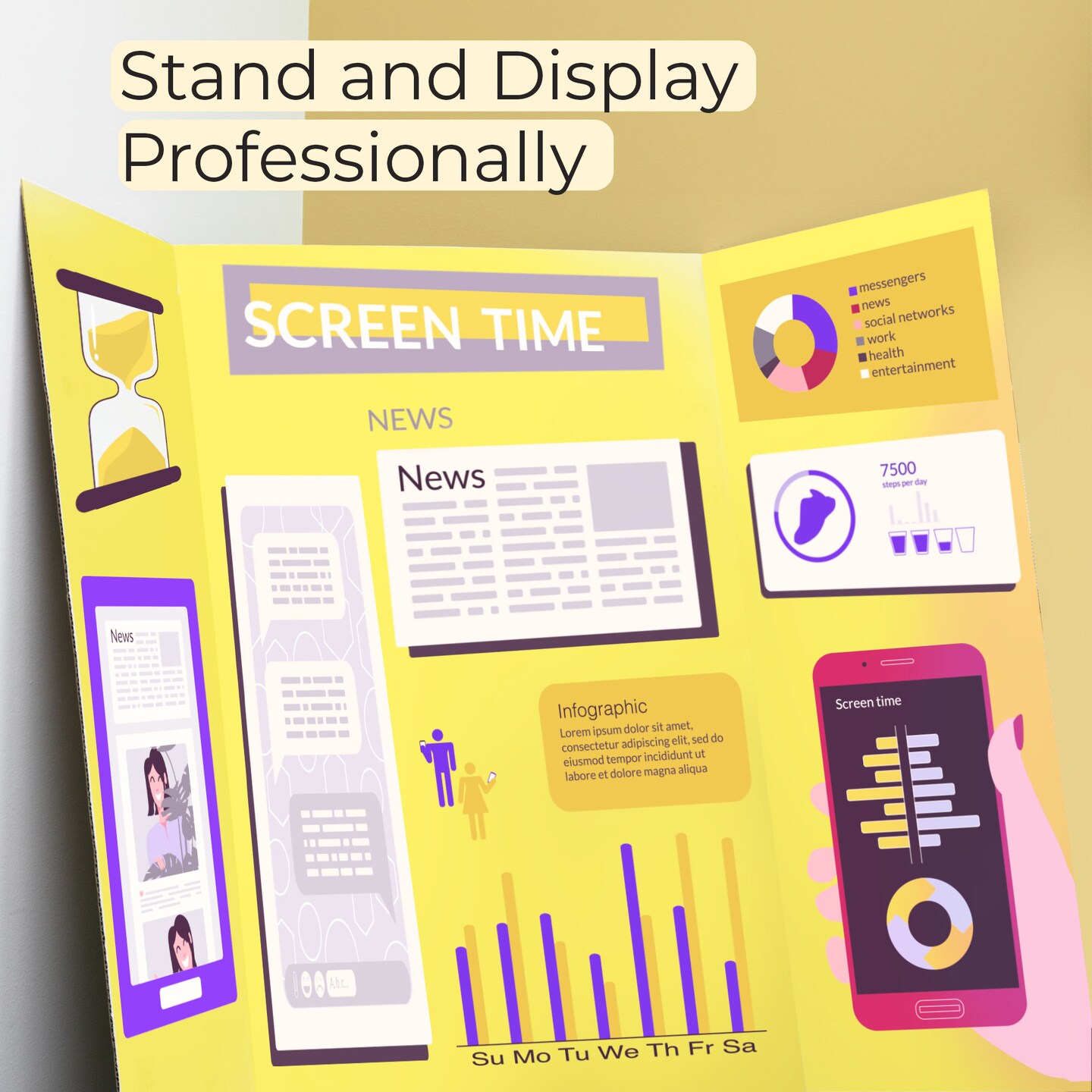BAZIC Tri-Fold Colored Corrugated Presentation Board 36&#x22; X 48&#x22;