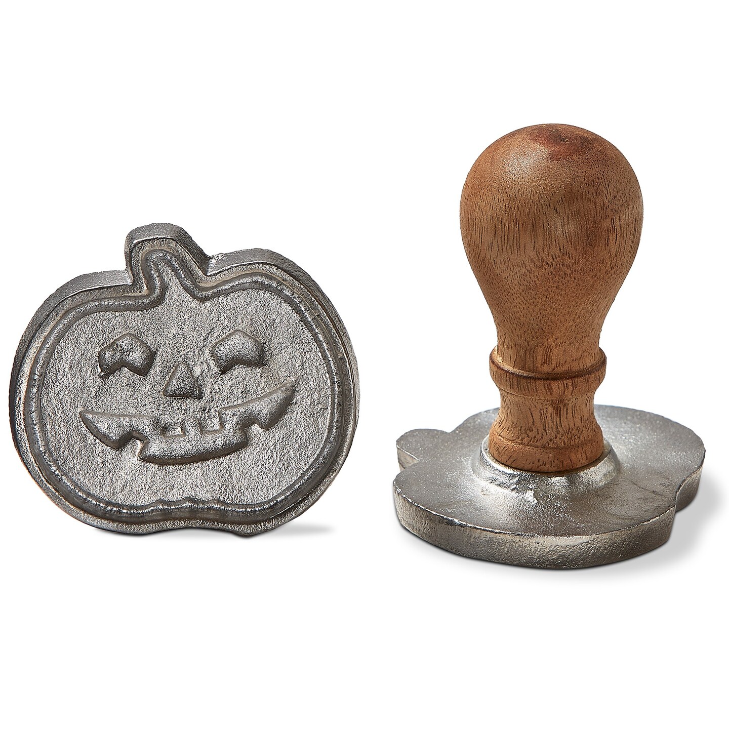 Jack O Lantern Cookie Stamp Set - Halloween Cookie Cutters - Gray Aluminum - 3.5 in x 2.7 in x 3 in - Hand Wash Only