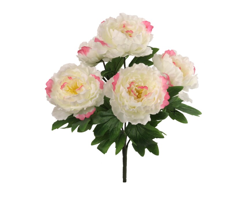 White Pink Peony Bush w/ 5 Silk Blooms 20&#x22; - 2025 Spring Collection