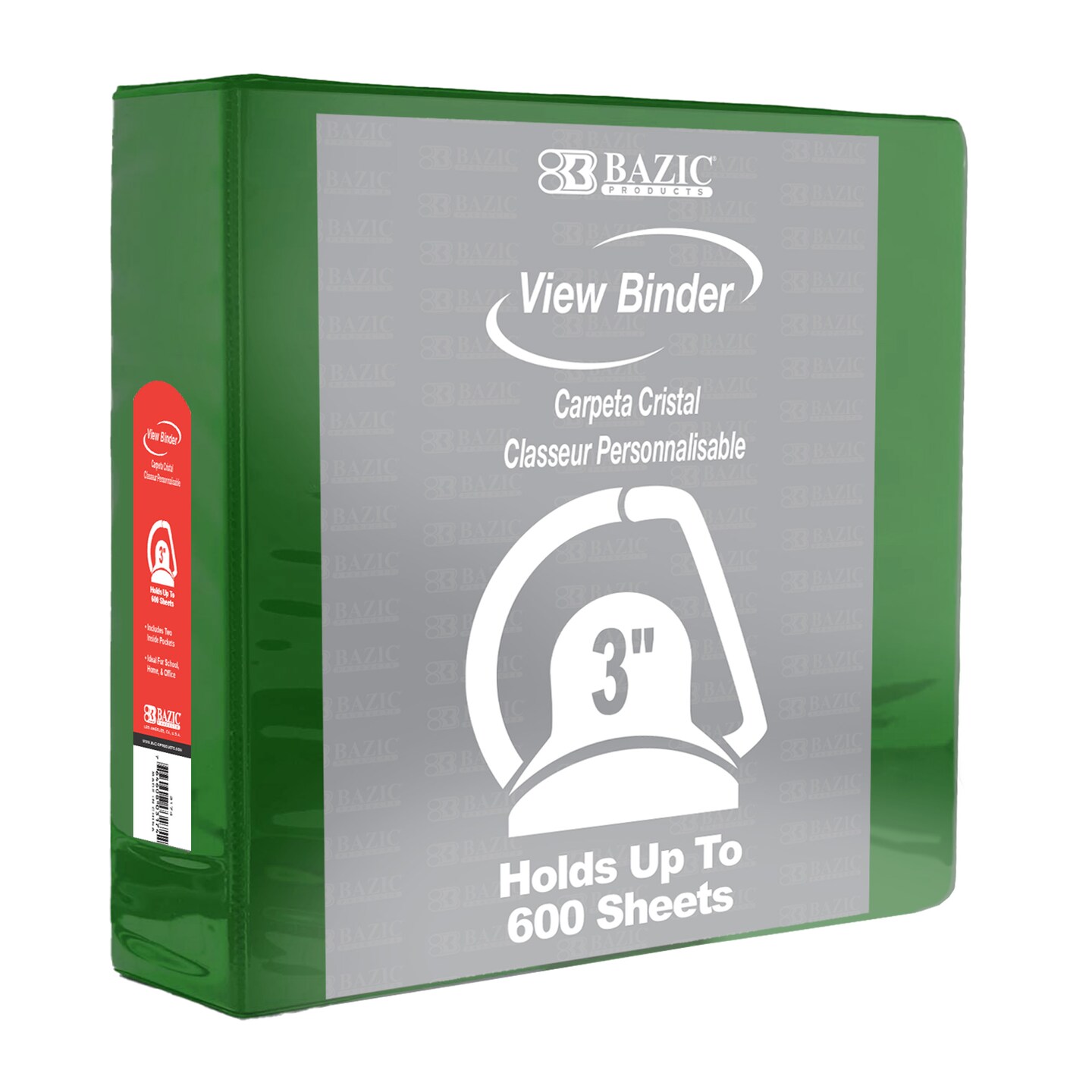 BAZIC Binder View 3&#x22; Green Slant-D Ring w/ 2 Pockets
