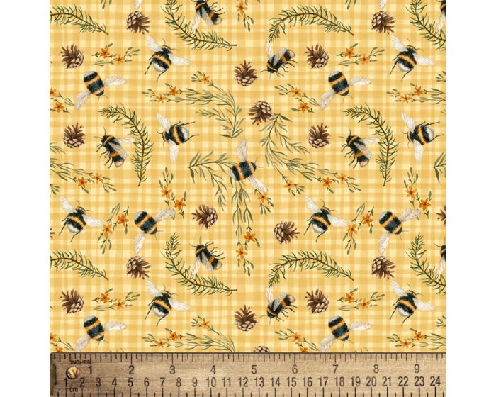 Wildflower Honey Bees Cotton Fabric | By The Yard | Sewing and Crafting | 44 inches wide