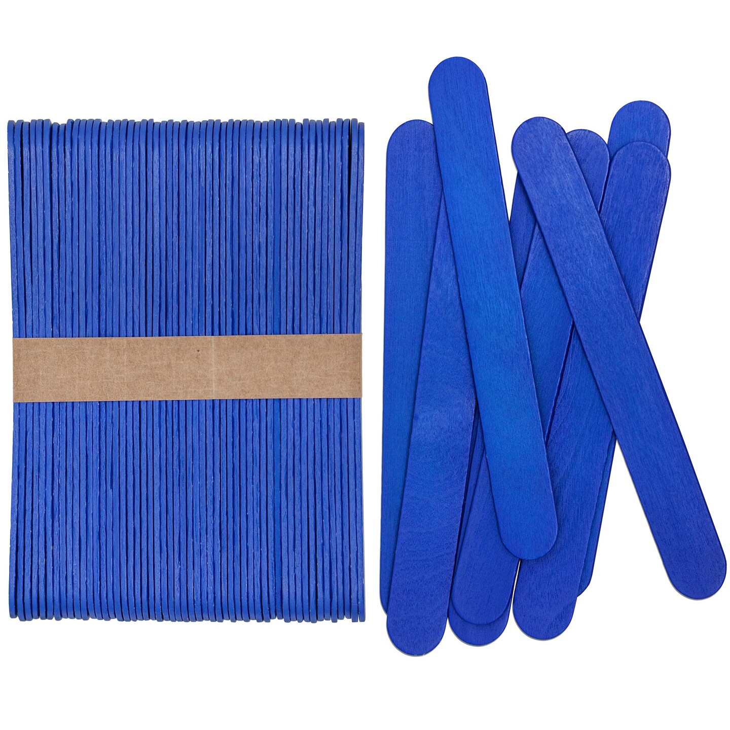 CraftySticks 100 Pack 6 Inch Blue Painted Wood Craft Sticks, Jumbo Popsicle Sticks for Crafts, Teacher STEM Basics