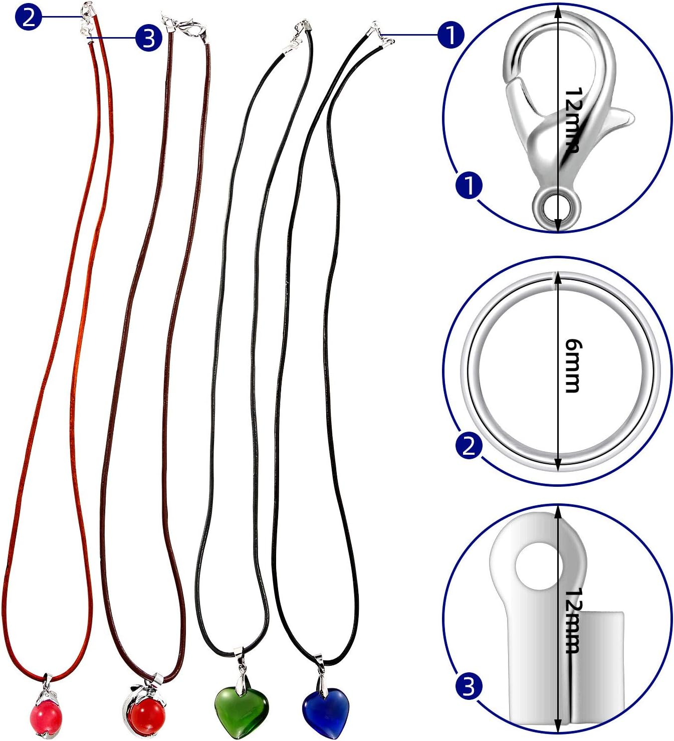 254 Pcs Round Leather Cord for Jewelry Making Kit (Eye-catching Colors)