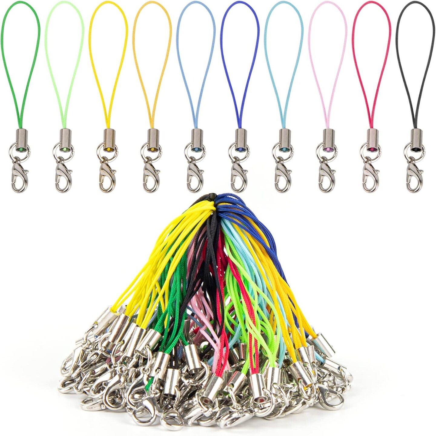 100 Pack Colorful Strap Charm Cords with Lobster Clasp