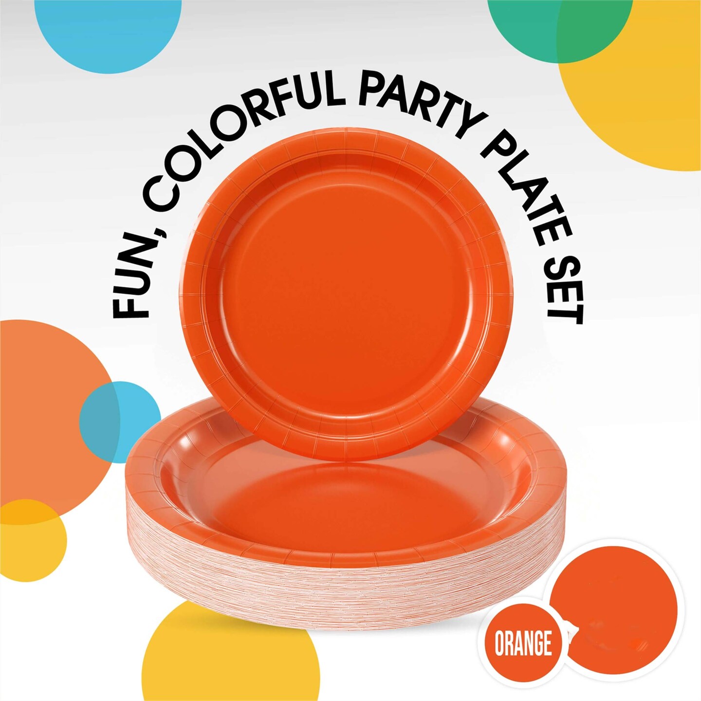 50 Count Orange Paper Plates Disposable Tableware for Parties and Events 7"