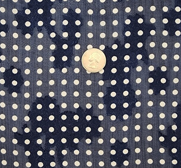 1 Yard Navy Floral Jacquard Chiffon Fabric Lightweight Sheer Textured Polyester, 57/58&#x22; Wide