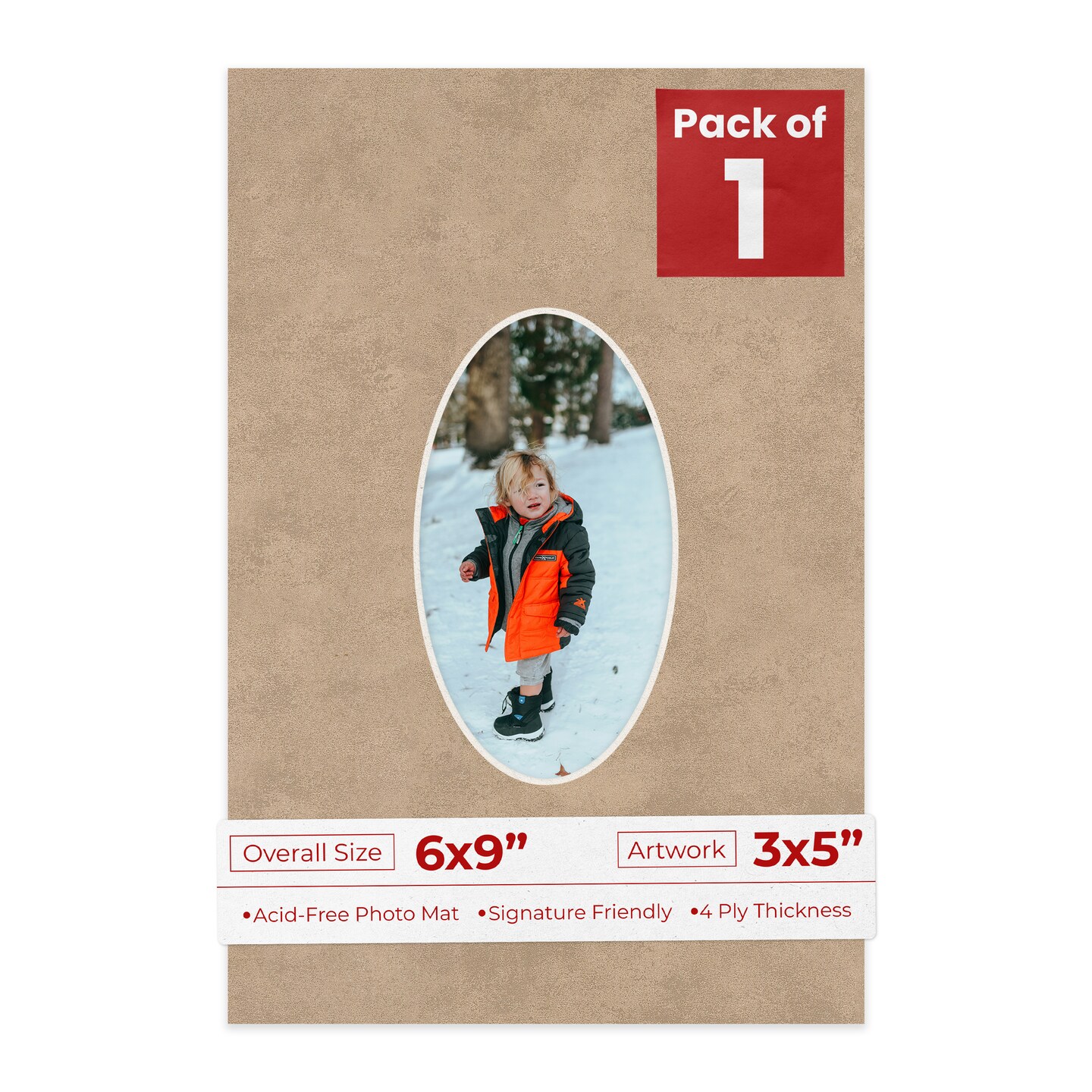 Earthen Taupe Mat Board for 6x9 Frames - Oval Opening for 3x5 Photos