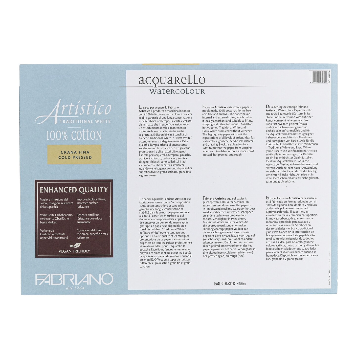 Fabriano Artistico Traditional White Watercolor Block, 140 lb./300 gsm
