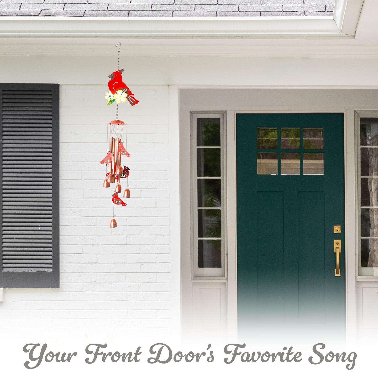 G128 Cardinal Wind Chimes for Outside | 34" Metal Red Cardinal Windchimes for Outdoor Garden, Patio, Porch