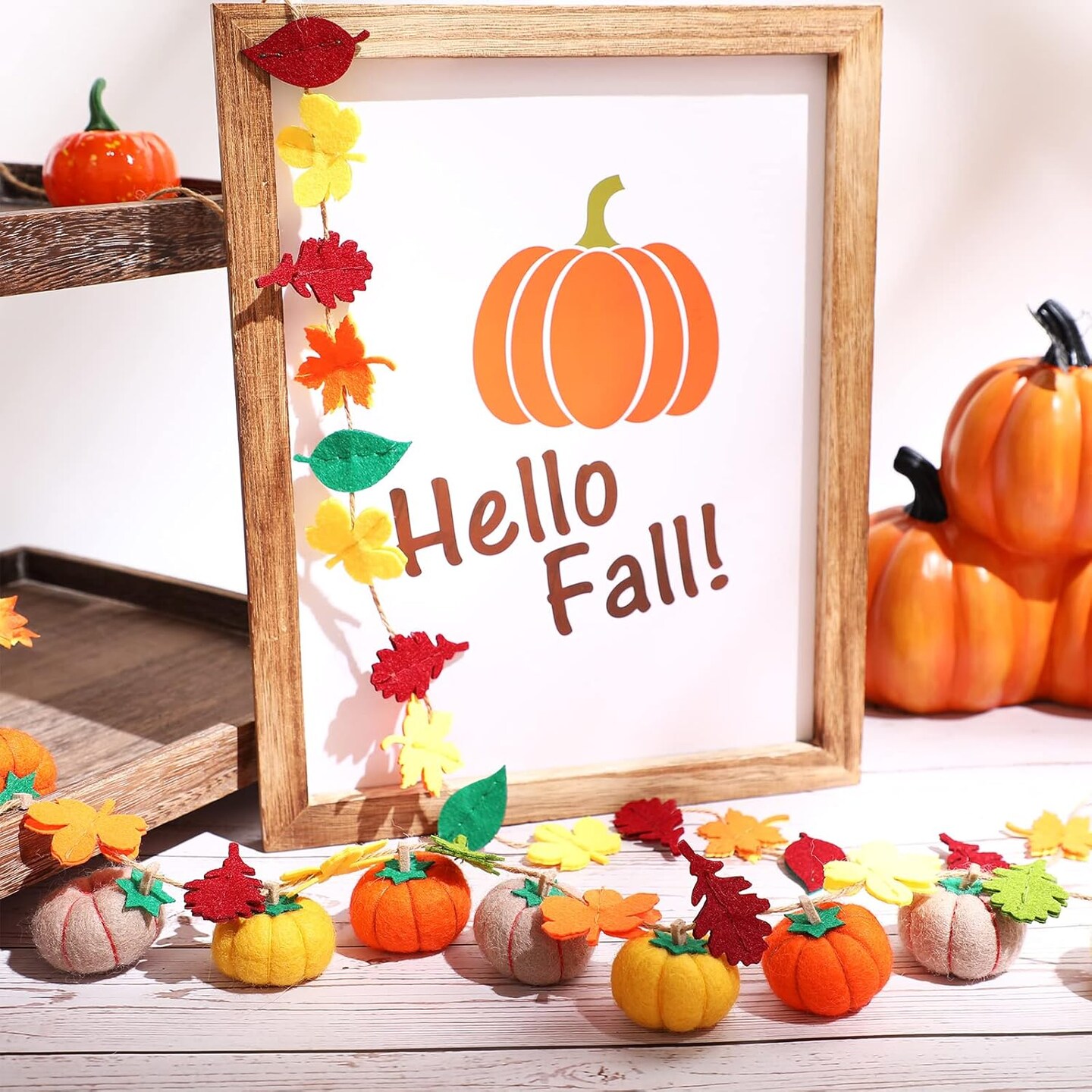 Pumpkin Maple Leaves Fall Felt Garland