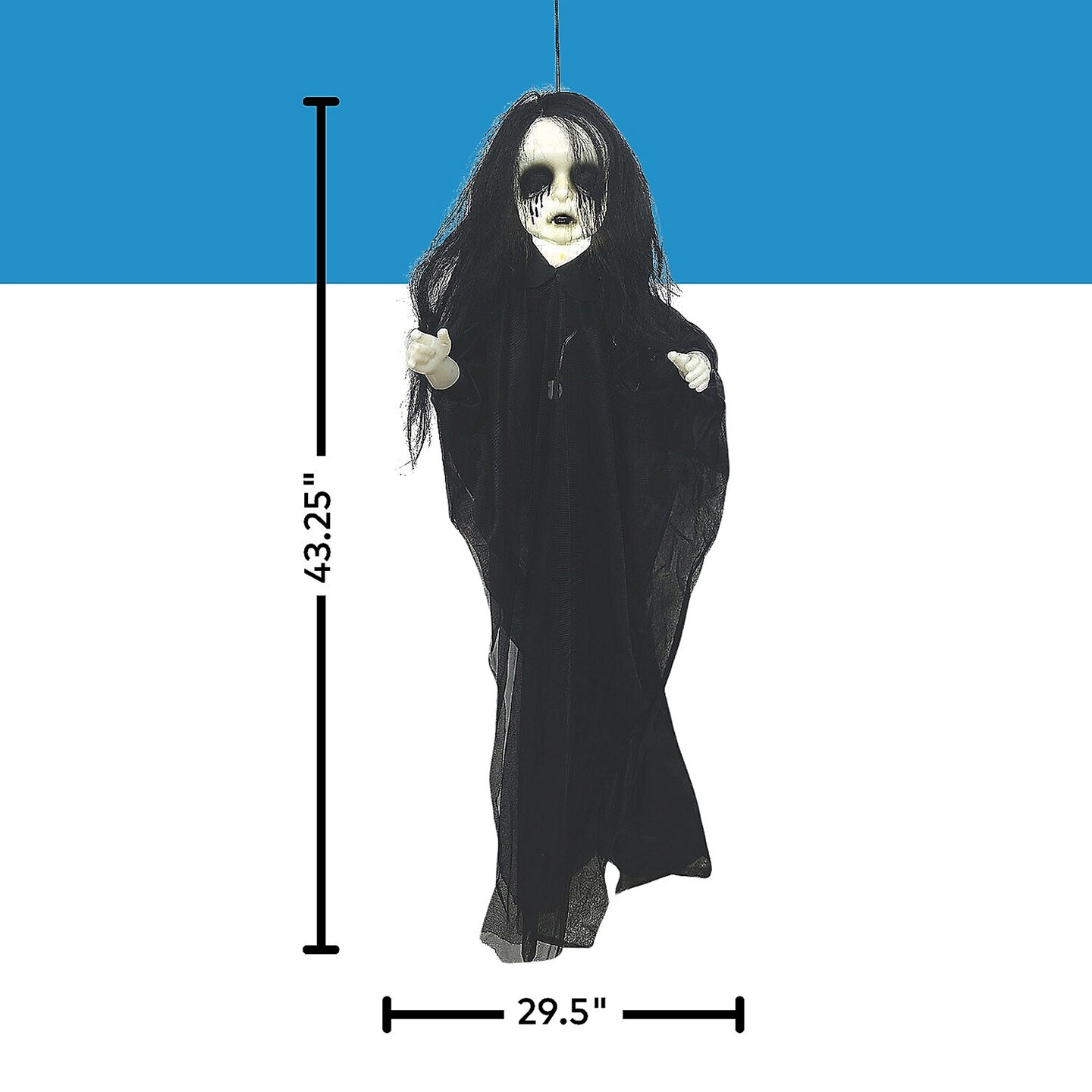 29.5 x 43.25 Inch Light Up Hanging Undead Girl Halloween Decoration