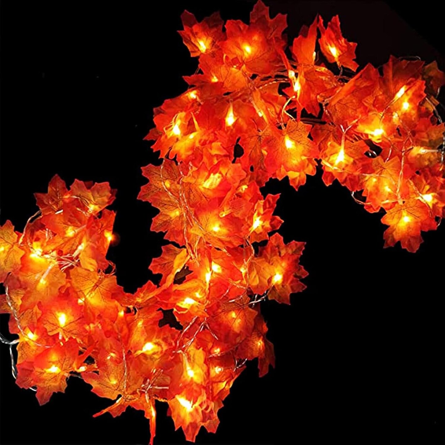 Maple Leafed Fall Garland with Lights Fall Decor